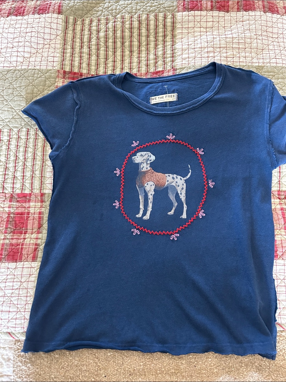 We The Free Navy Blue Short Sleeve Tee with Dalmatian Graphic